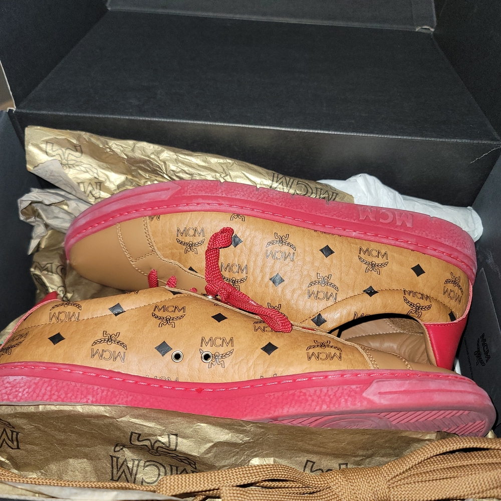 MCM Tan and Red Women's Sneakers - Picture 5 of 5